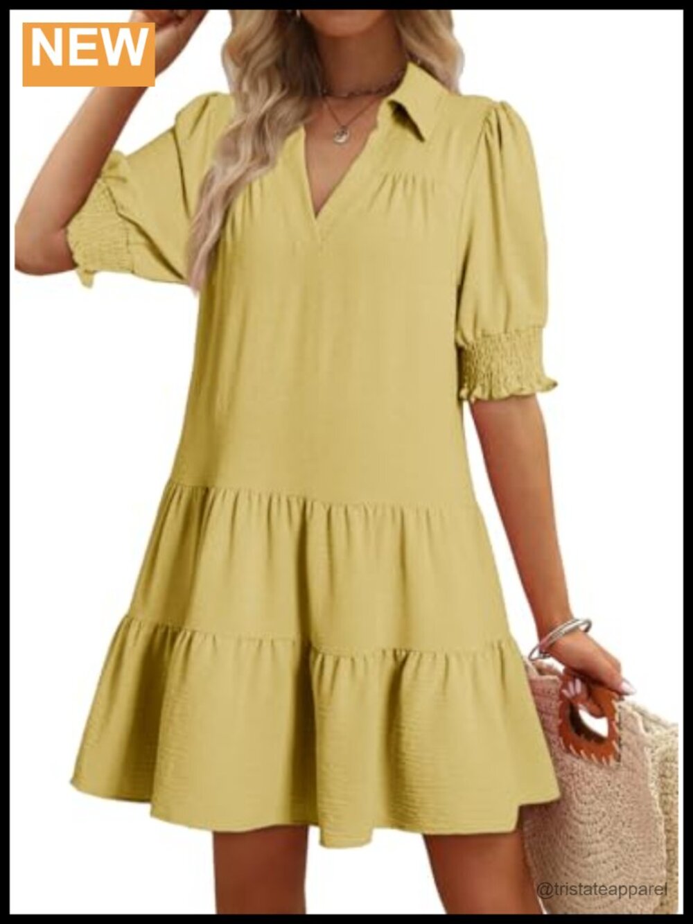 Dokotoo Casual Midi Dress Lapel Collared Pleated A-Line Summer